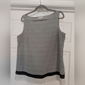 LOFT Black and White Geometric Tank Top